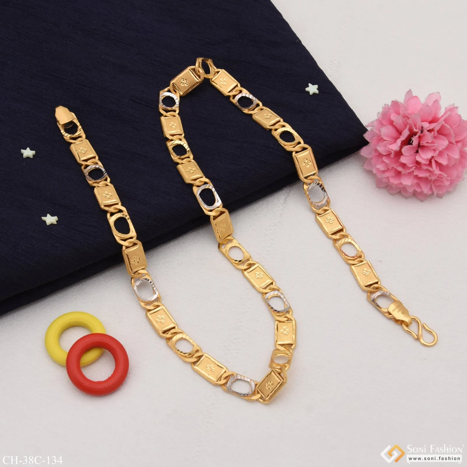 1 Gram Gold Forming Nawabi Fancy Design High-Quality Chain for Men - Style C134