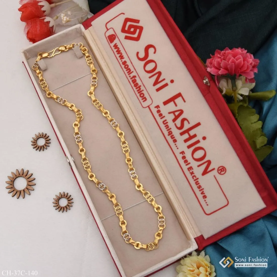1 Gram Gold Forming Round Linked Cute Design Best Quality Chain for Men - Style C140