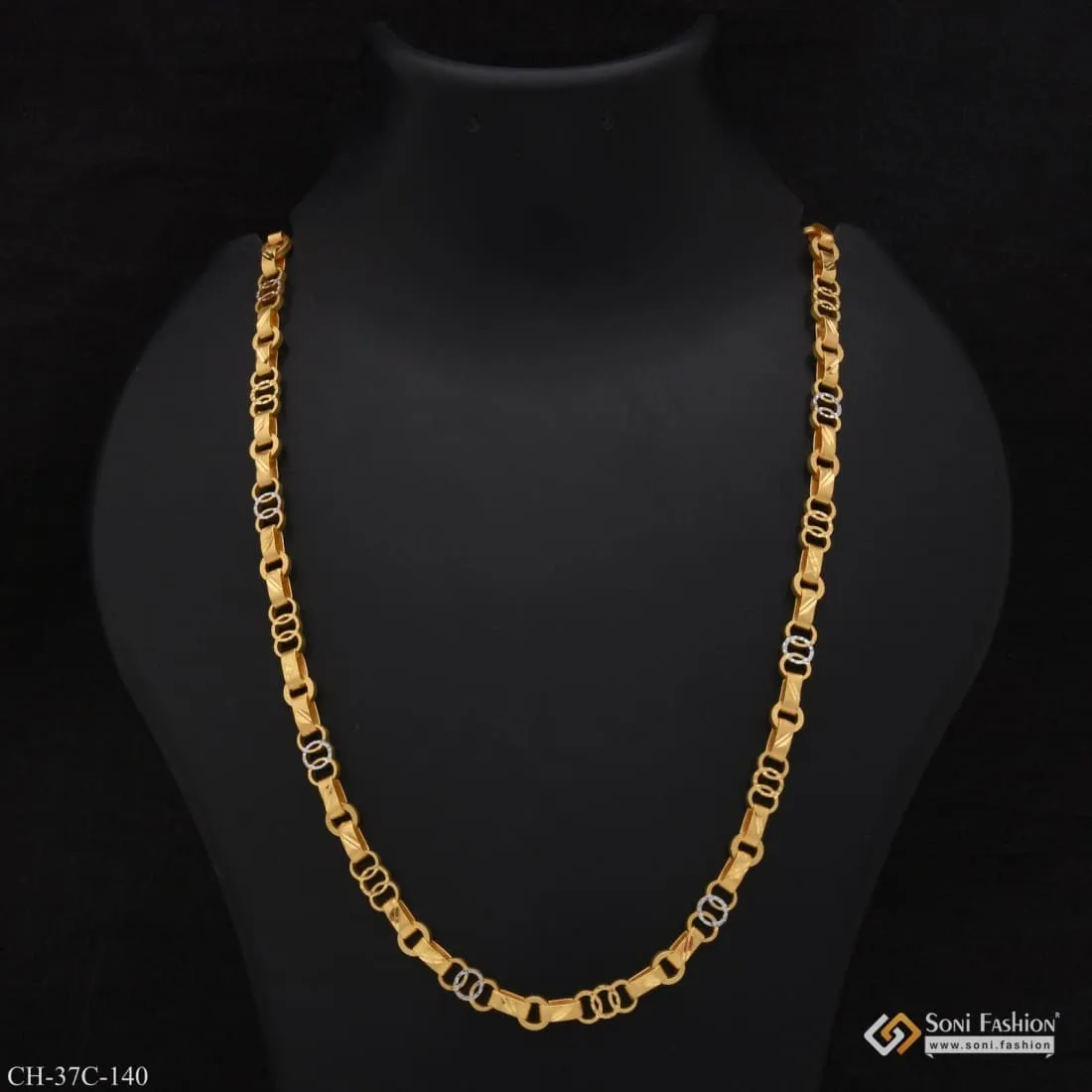 1 Gram Gold Forming Round Linked Cute Design Best Quality Chain for Men - Style C140