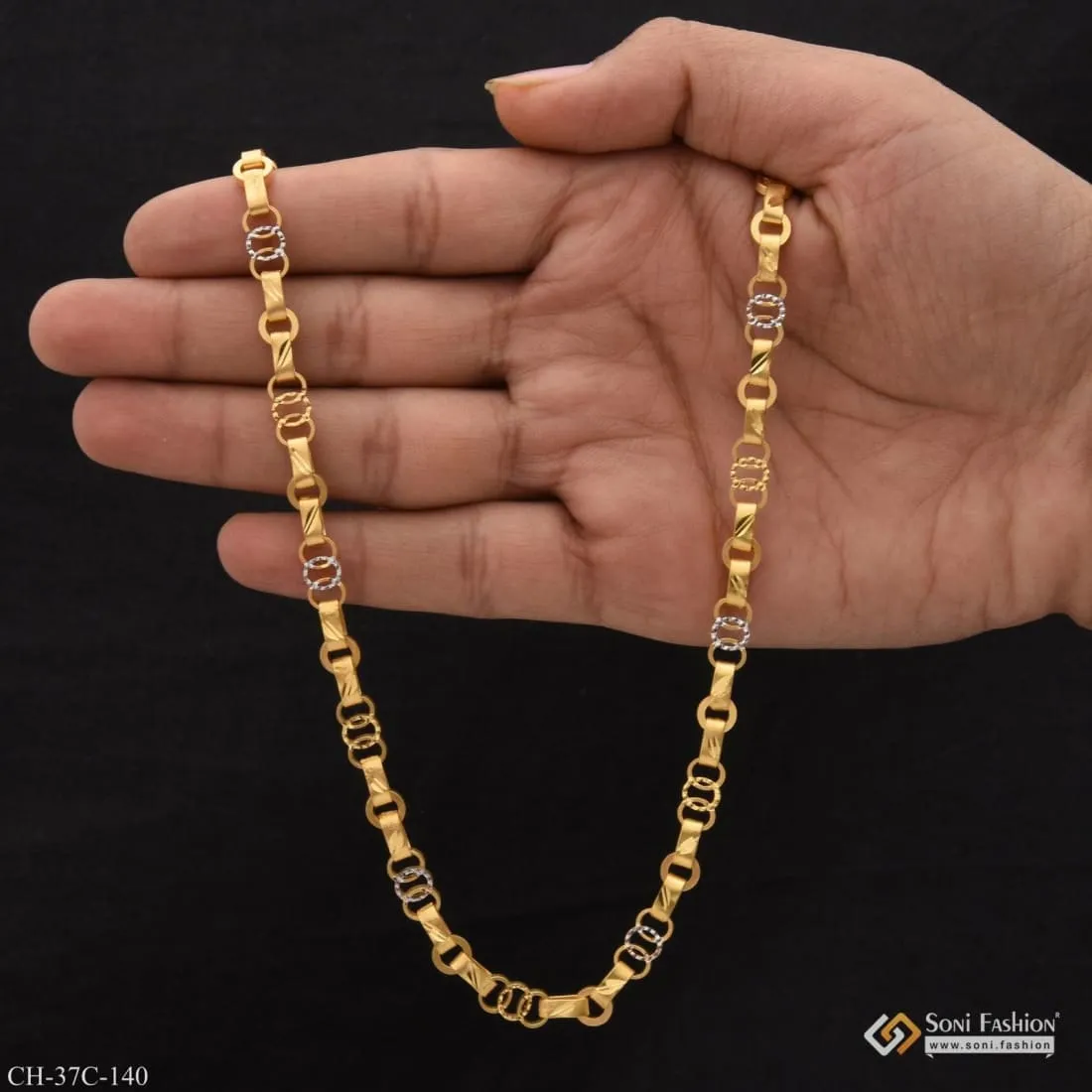 1 Gram Gold Forming Round Linked Cute Design Best Quality Chain for Men - Style C140