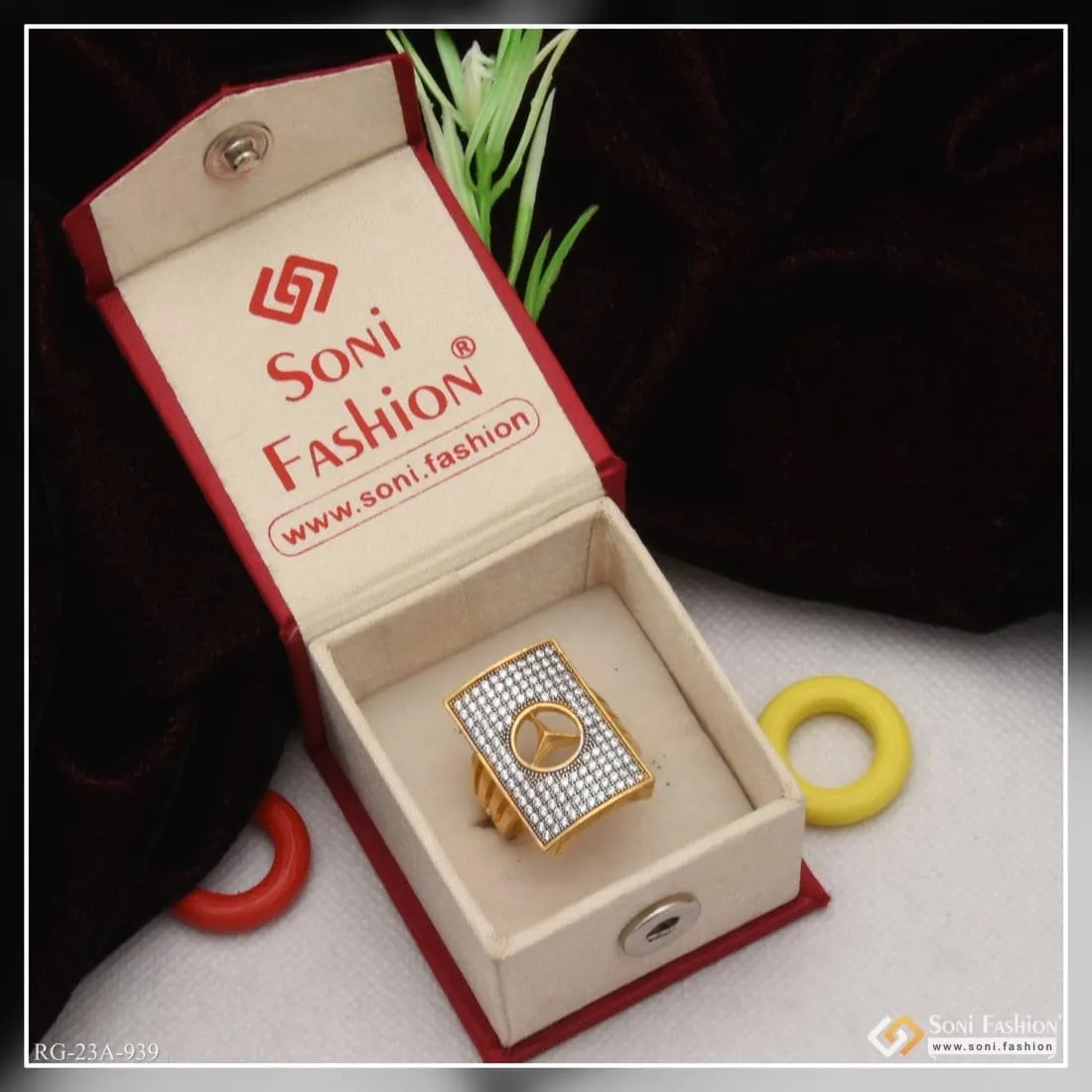 1 Gram Gold Forming Triangle with Diamond Glamorous Design Ring - Style A939
