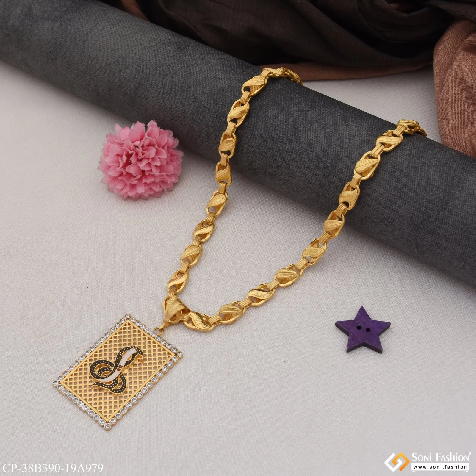 1 Gram Gold Plated Goga Maharaj Excellent Design Chain Pendant Combo (CP-B390-A979)
