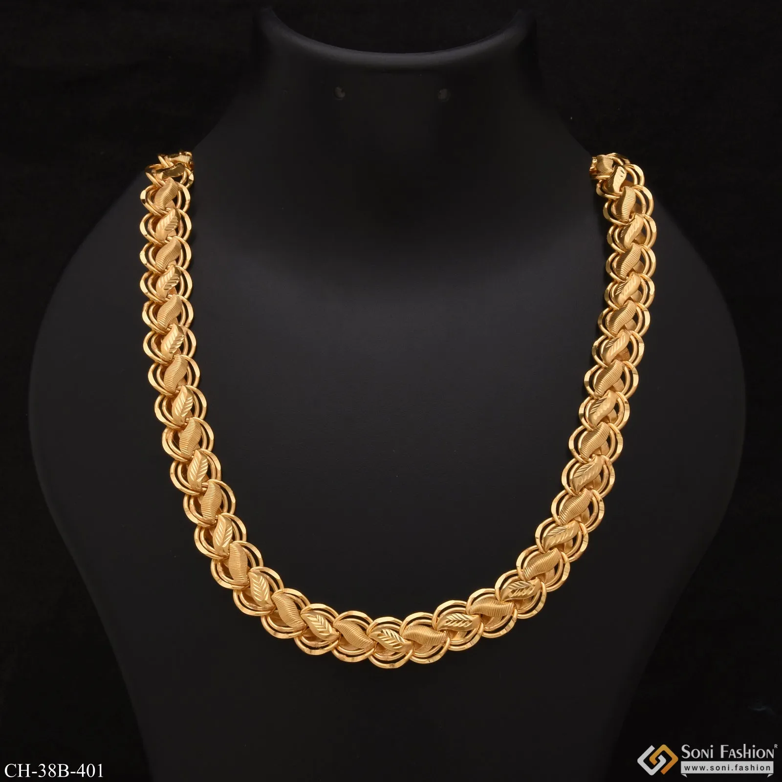 1 Gram Gold - Ring Into Ring With Kohli Best Quality Gold Plated Chain - Style B401