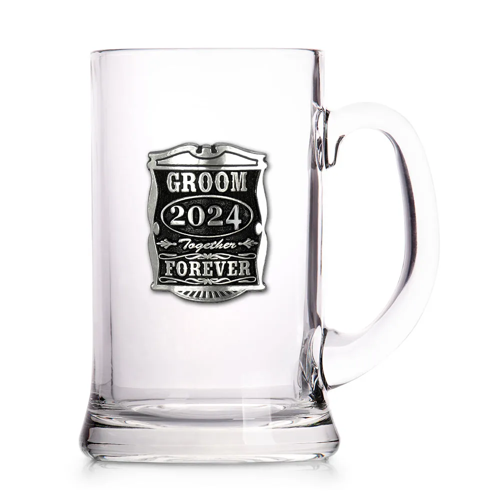1 Pint Wedding Groom Glass Beer Mug Tankard 2024