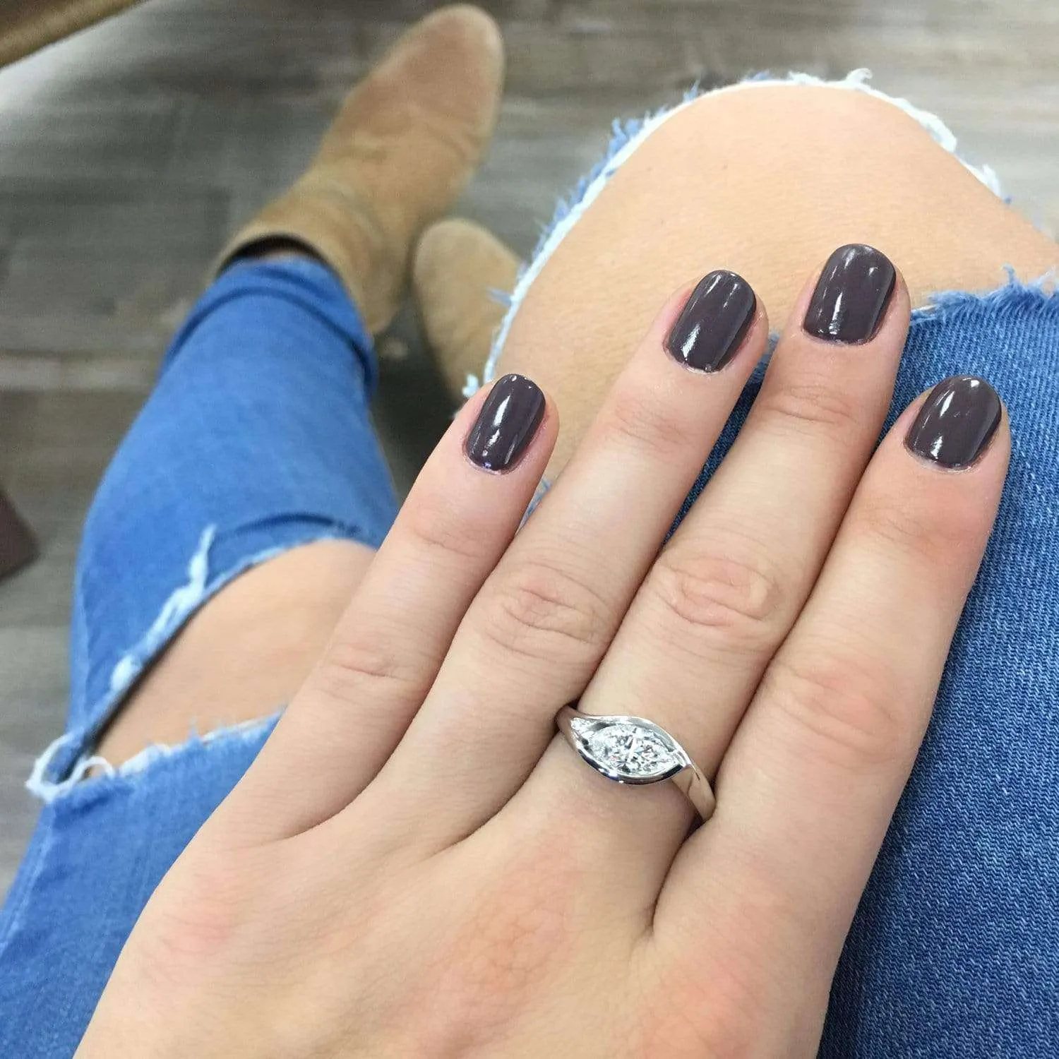 1.02ct Marquise Diamond Asymmetric Ring