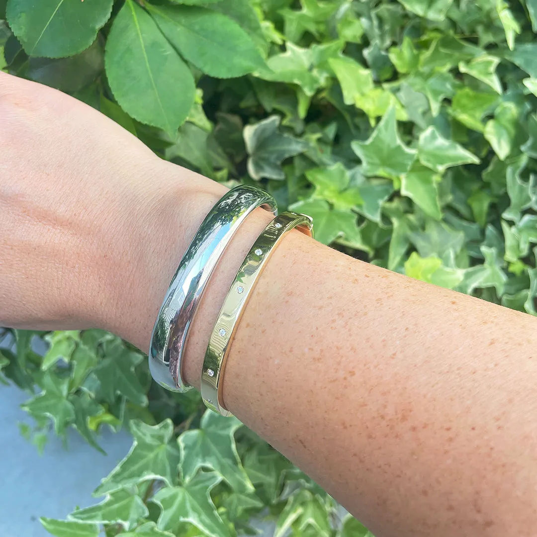 14K White Gold 10mm Open Cuff Bangle