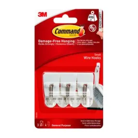 3M Command Small Wire Hook with Strip - White & Metal | 3M17067