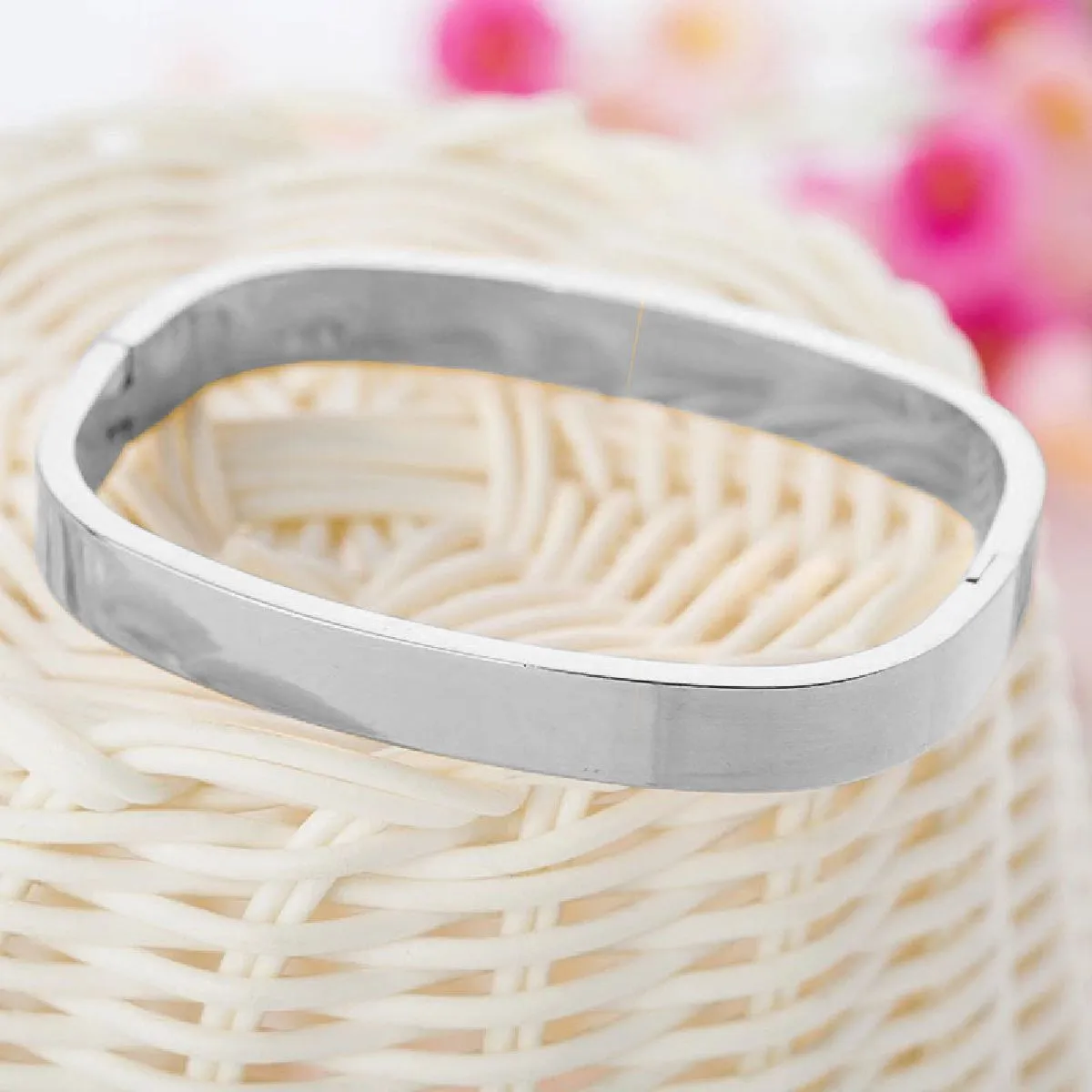 8mm Square Personalized Engraved Stainless Steel Openable Kada Bangle Men