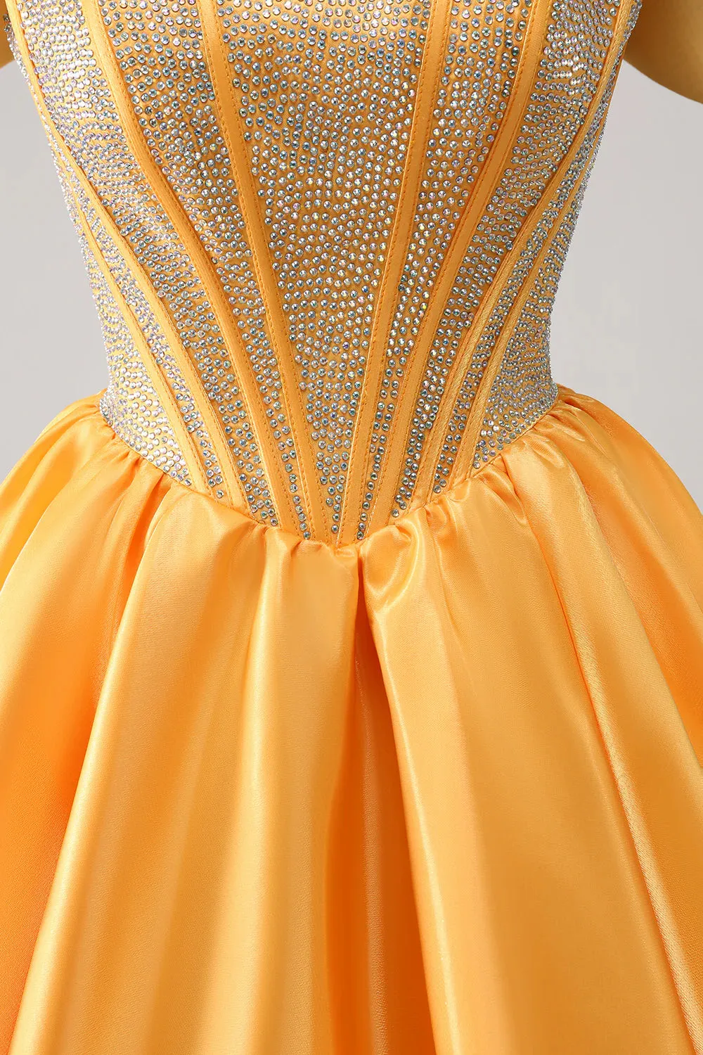 A-Line Off the Shoulder Beaded Satin Homecoming Dress Backless/With Lace Up Back