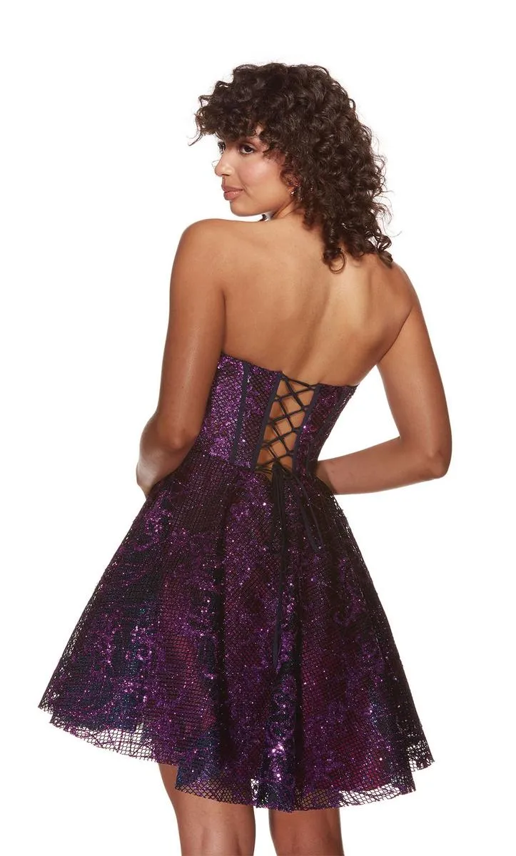 Alyce Paris Glitter Tulle Homecoming Dress 3770