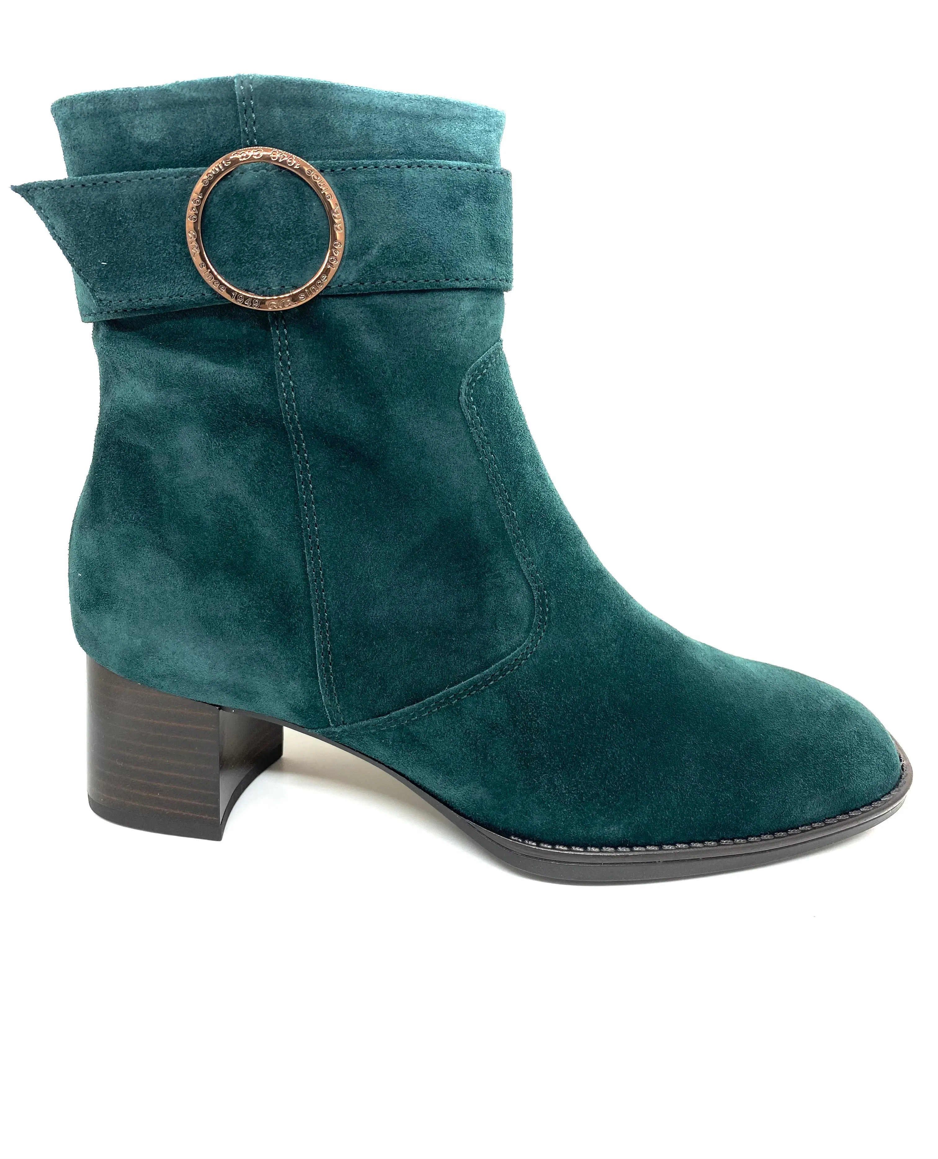 Ara Ladies Peacock Suede Block Heel Ankle Boot