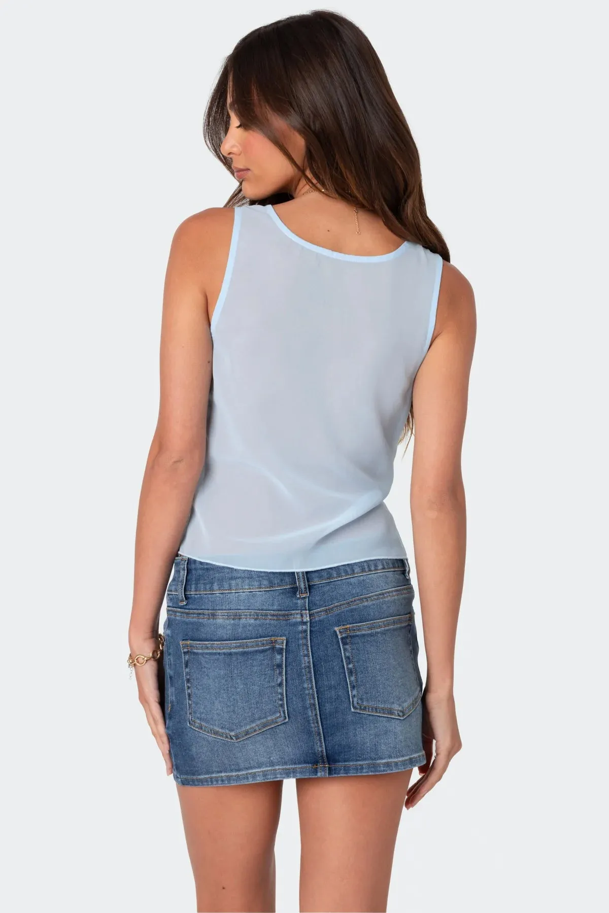 Asymmetric Lace Sheer Top