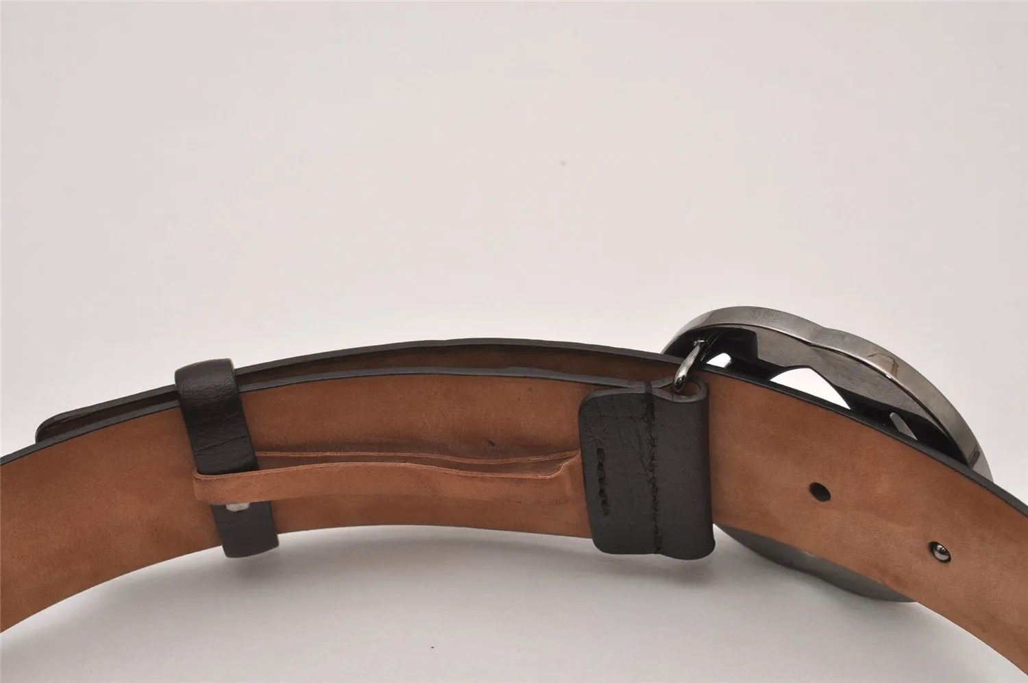 Auth GUCCI Interlocking G Belt GG PVC Leather 85cm 33.5" 142930 Brown Box 6967I