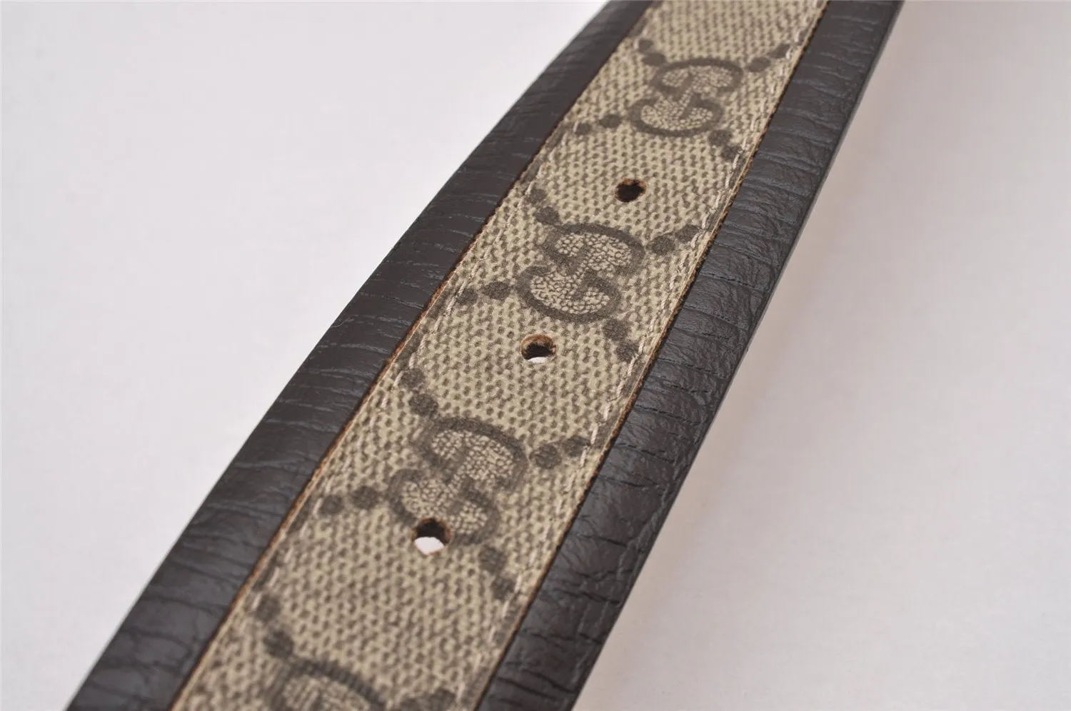 Auth GUCCI Interlocking G Belt GG PVC Leather 85cm 33.5" 142930 Brown Box 6967I