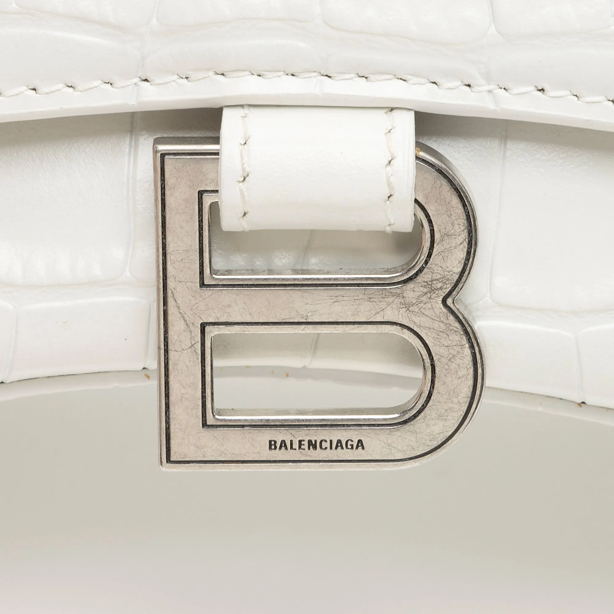 Balenciaga Shiny Croc Embossed Calfskin Hourglass XS Top Handle (SHF-phP4Bs)