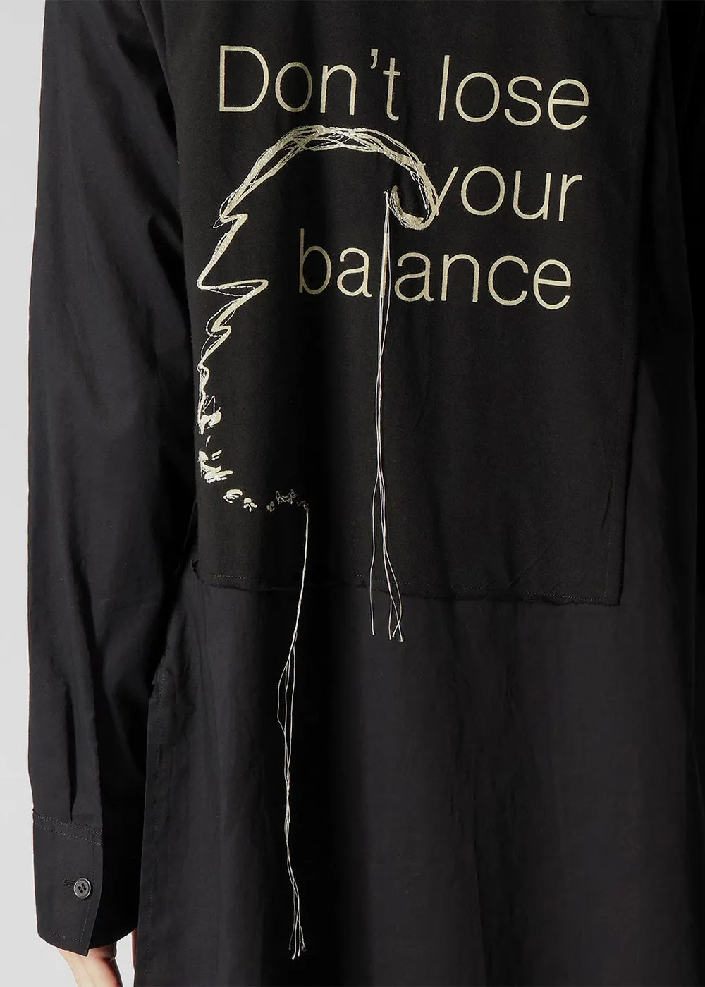 Black 60/-Lawn R Asymmetric Long Blouse