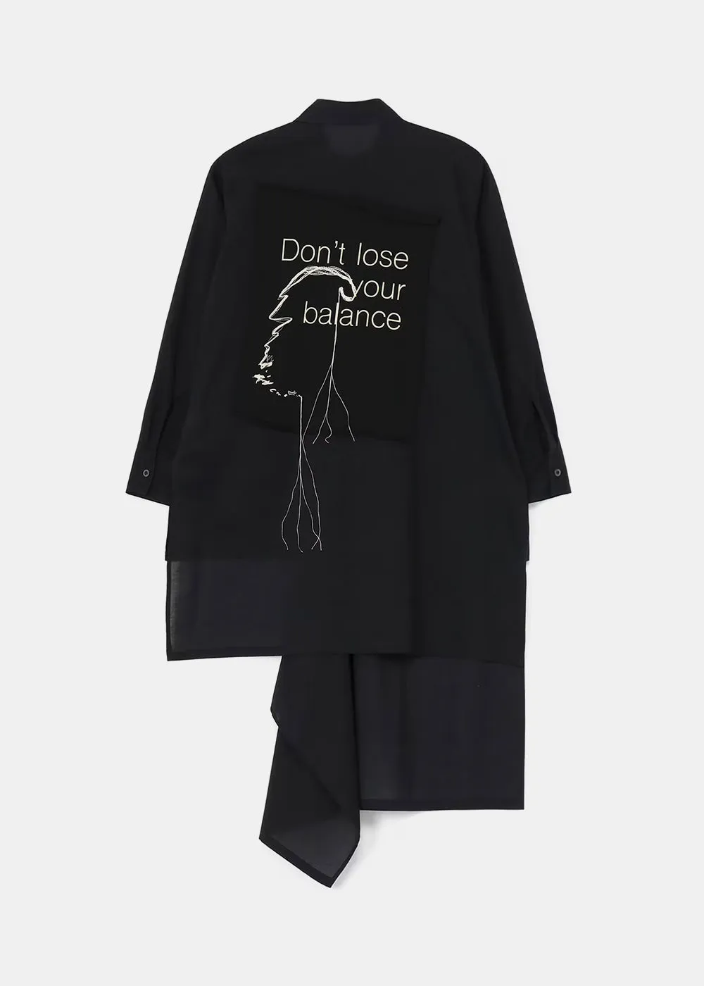 Black 60/-Lawn R Asymmetric Long Blouse