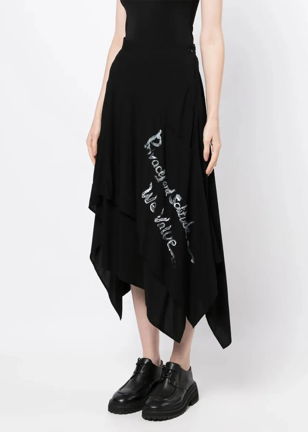 Black Asymmetric Midi Skirt