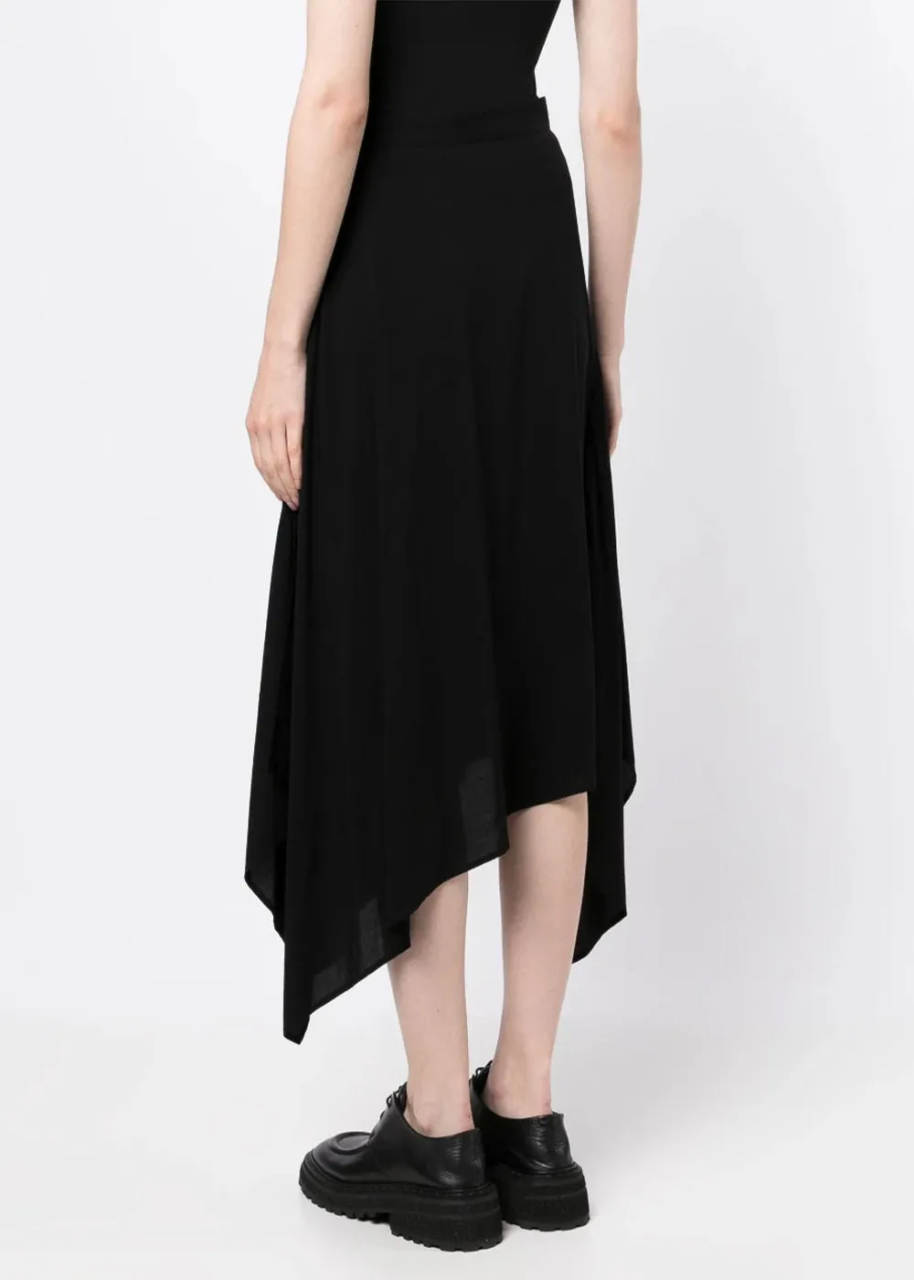 Black Asymmetric Midi Skirt