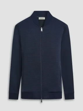 Bugatchi Full Zip Textured Sweater | Navy