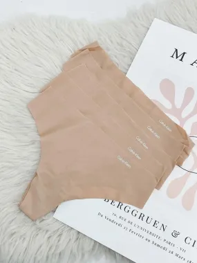 Calvin Klein Women's Invisibles 5 Pack Seamless Thong Light Caramel QD3556 274