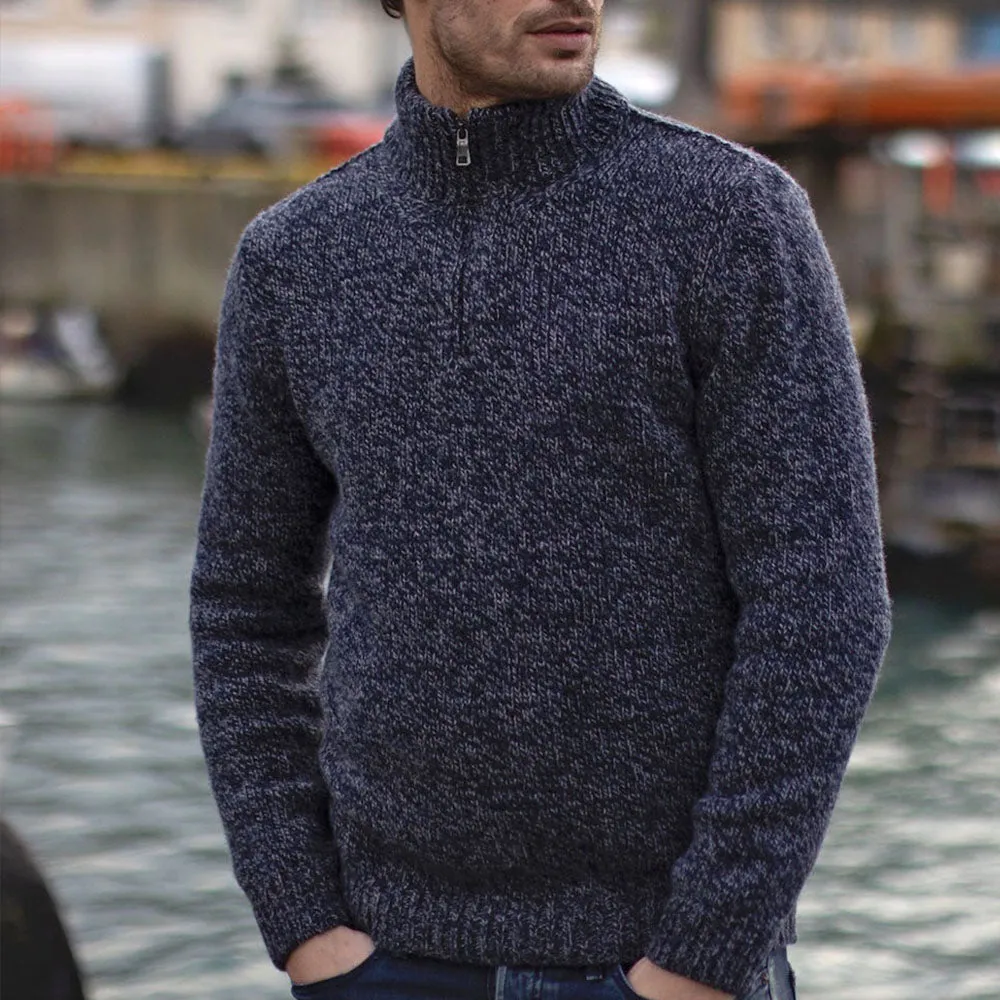 Charcoal Chunky Half Zip Sweater