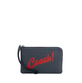Coach Corner Zip Wristlet With Coach Graphic