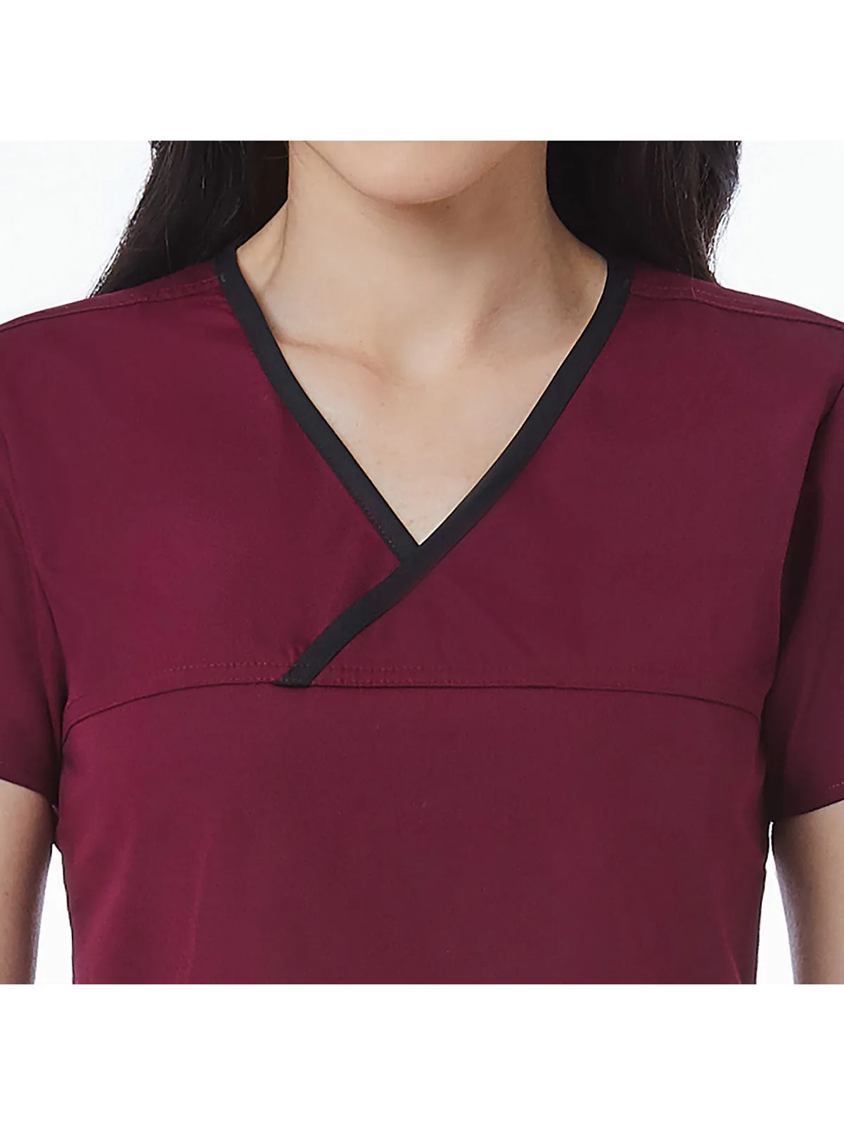 Core - Women's Contrast Mock Wrap Top