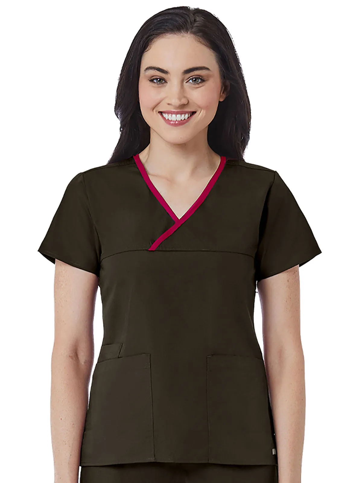 Core - Women's Contrast Mock Wrap Top