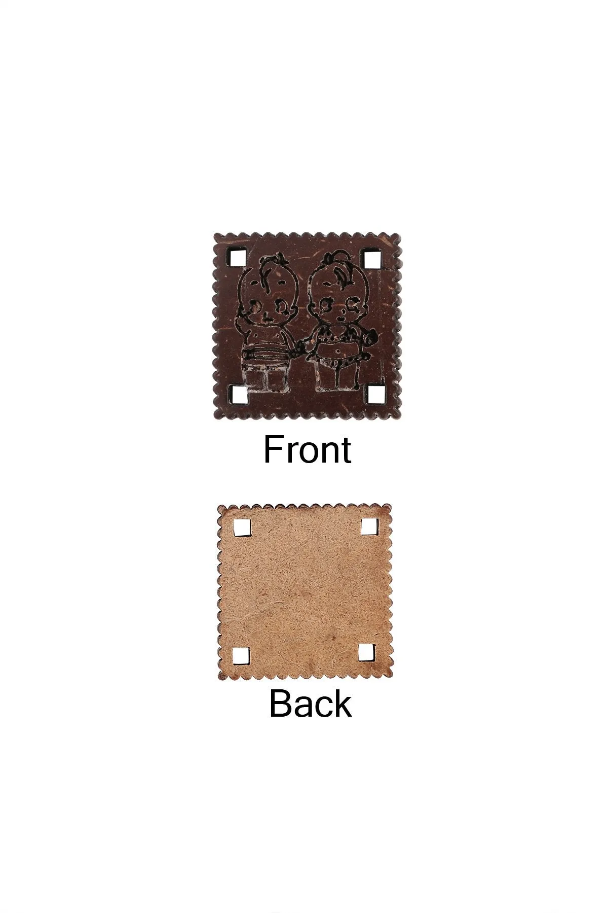 Cute Babies Engraved Square Shape Coco Buttons