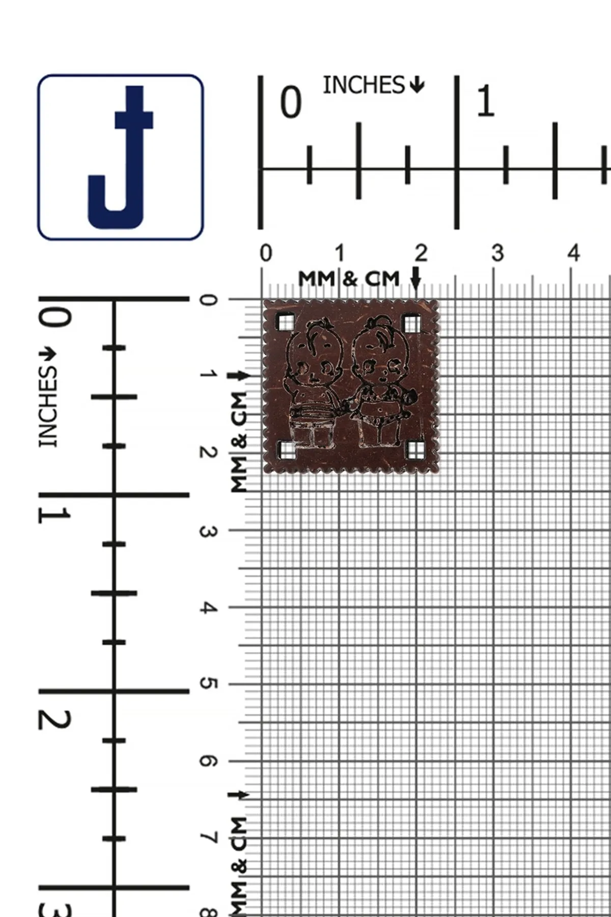 Cute Babies Engraved Square Shape Coco Buttons