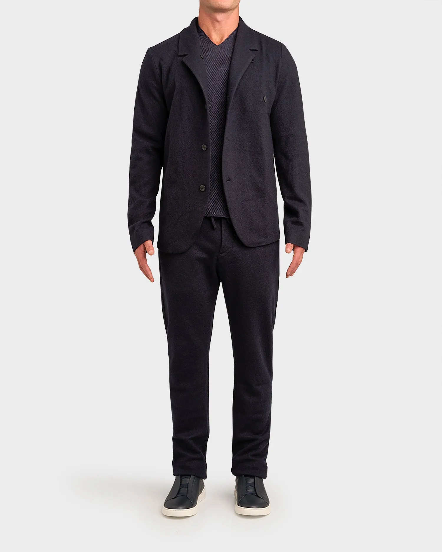 Dark Blue Boiled Wool Jacket