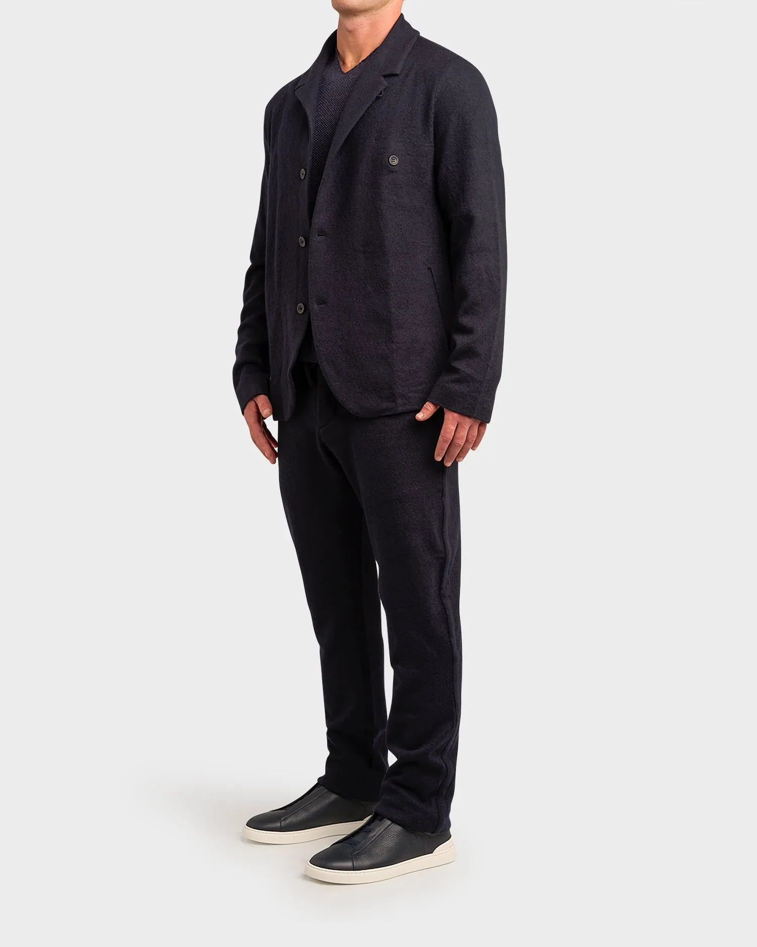 Dark Blue Boiled Wool Jacket
