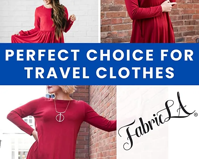 FabricLA Rayon Jersey Spandex - 4 Way Stretch Fabric Rayon Spandex| 240GSM 60 inches Wide | Red