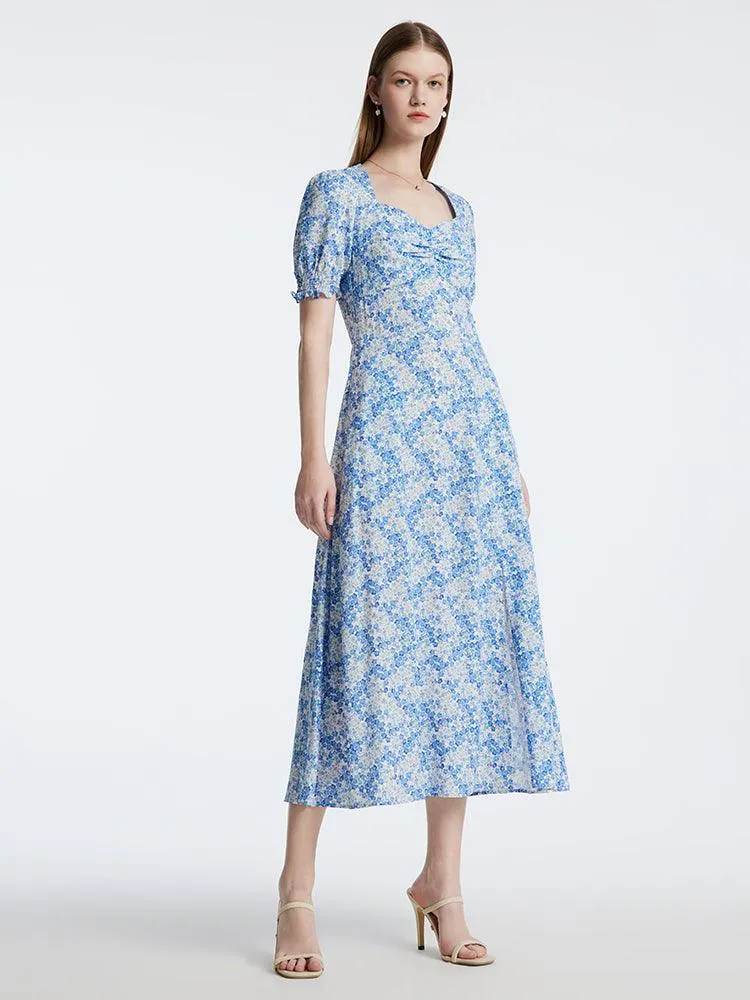 Floral Print Slit Ankle-Length Dress