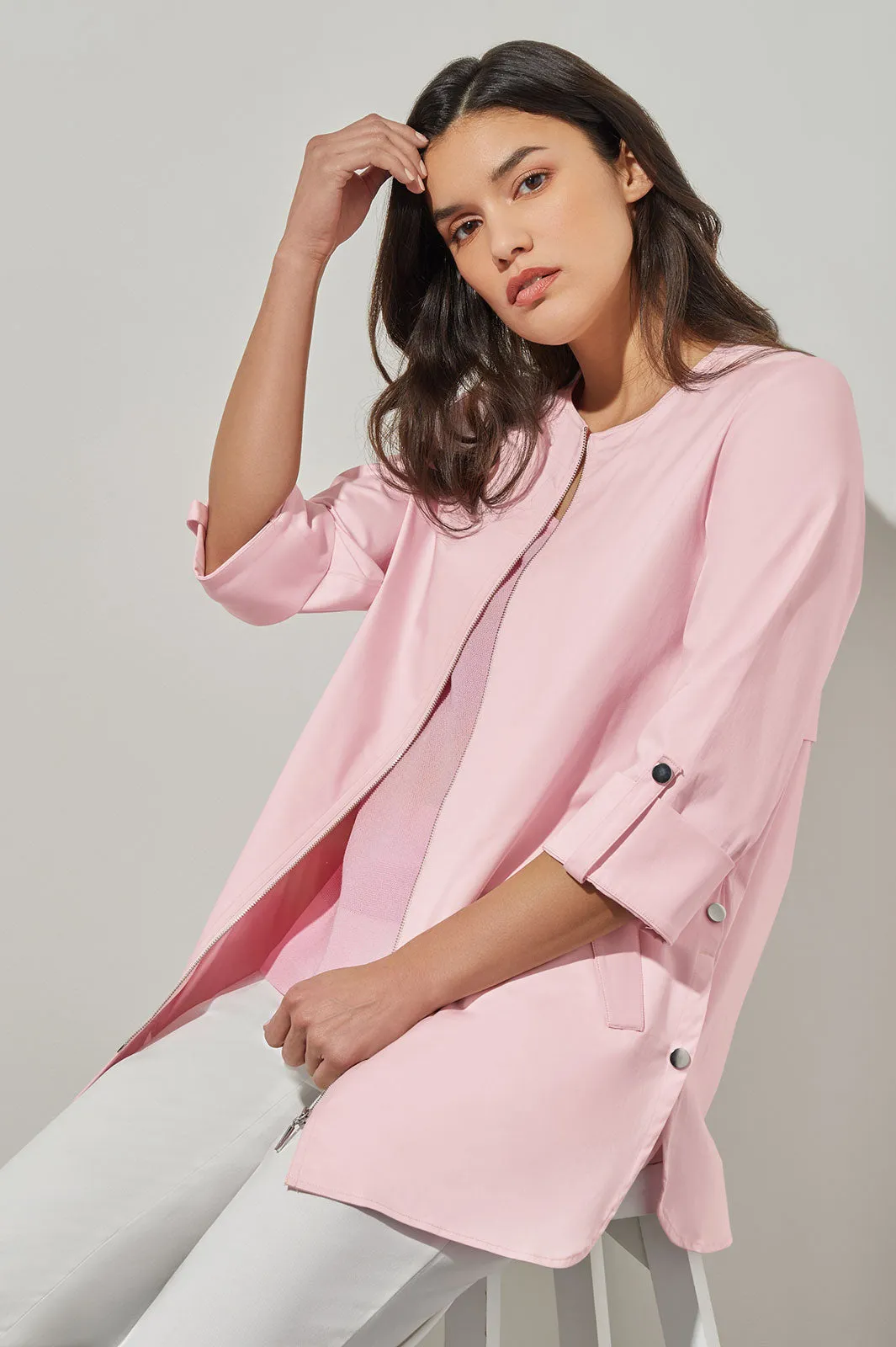 Front Zippered Jacket - Cuff Sleeve 100% Cotton