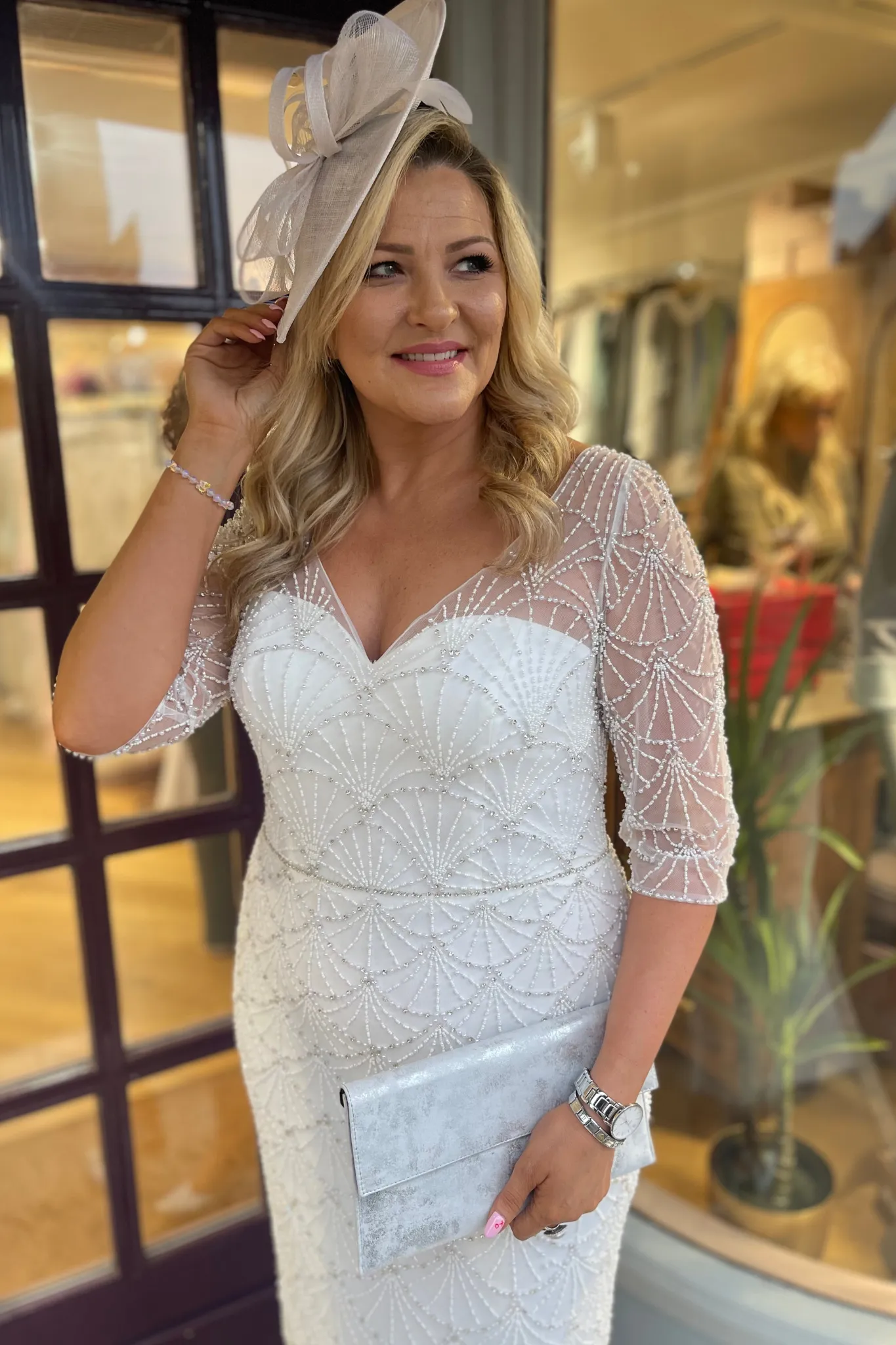 Gill Harvey Ivory Beaded Dress