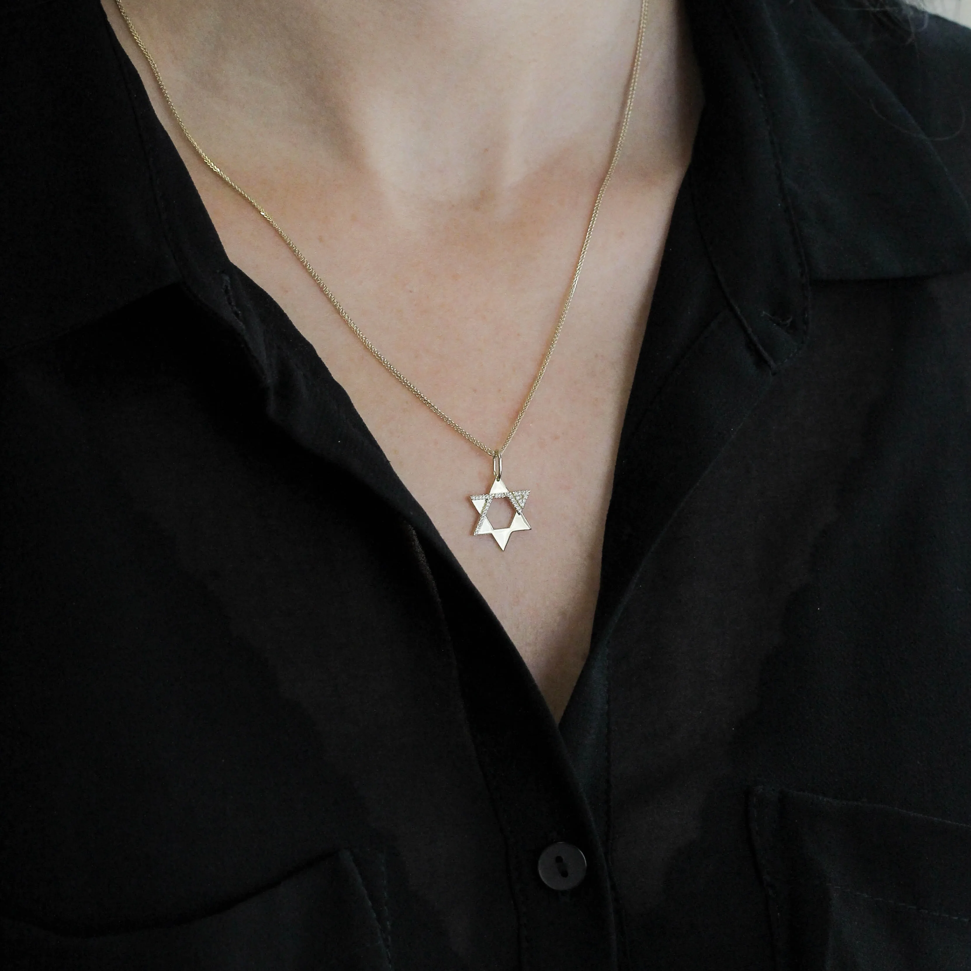 Heroism Star Of David Gold pendant With Diamonds (Hollow)