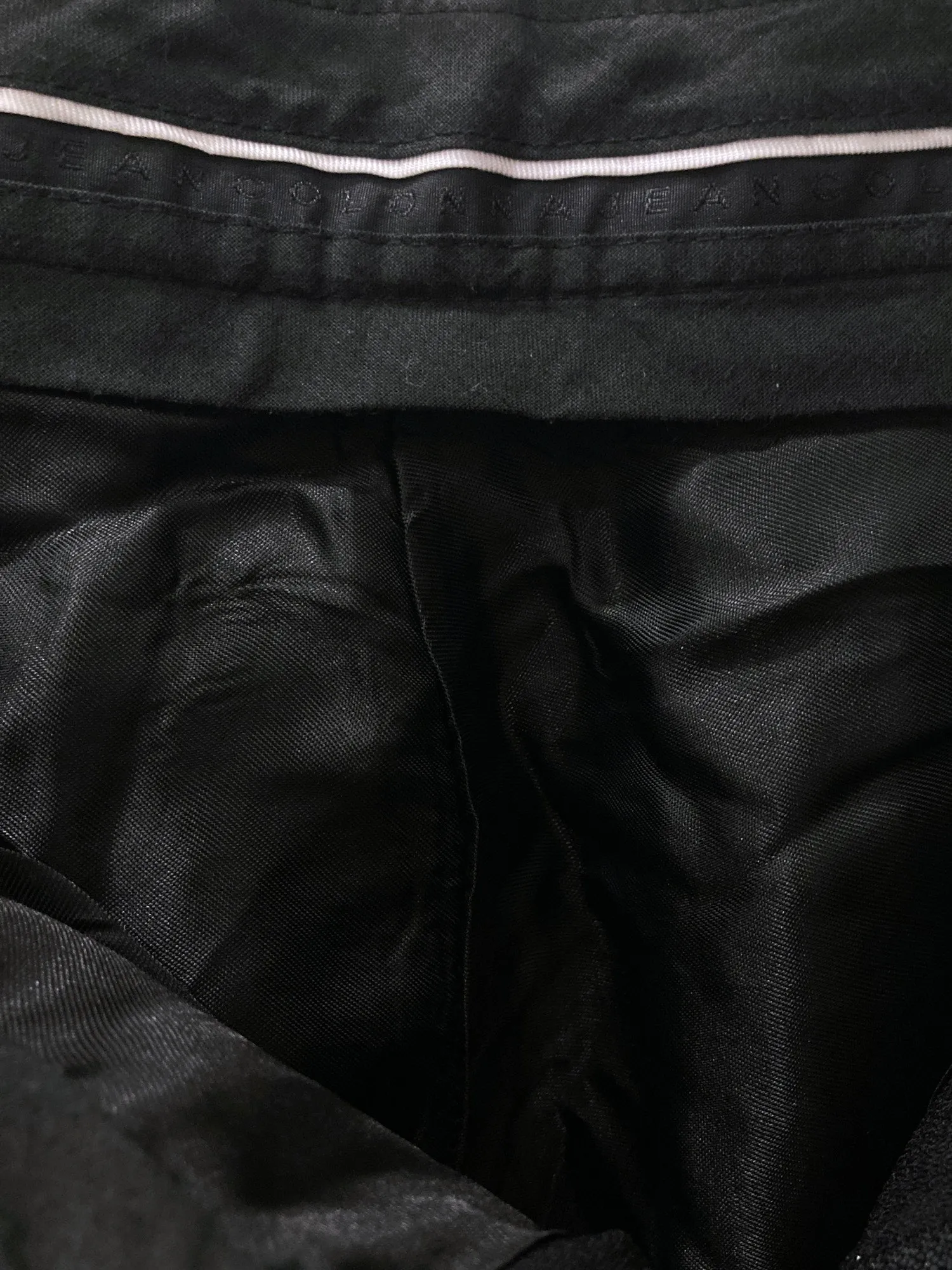 Jean Colonna black polyester trousers with lamé stripe - size 40