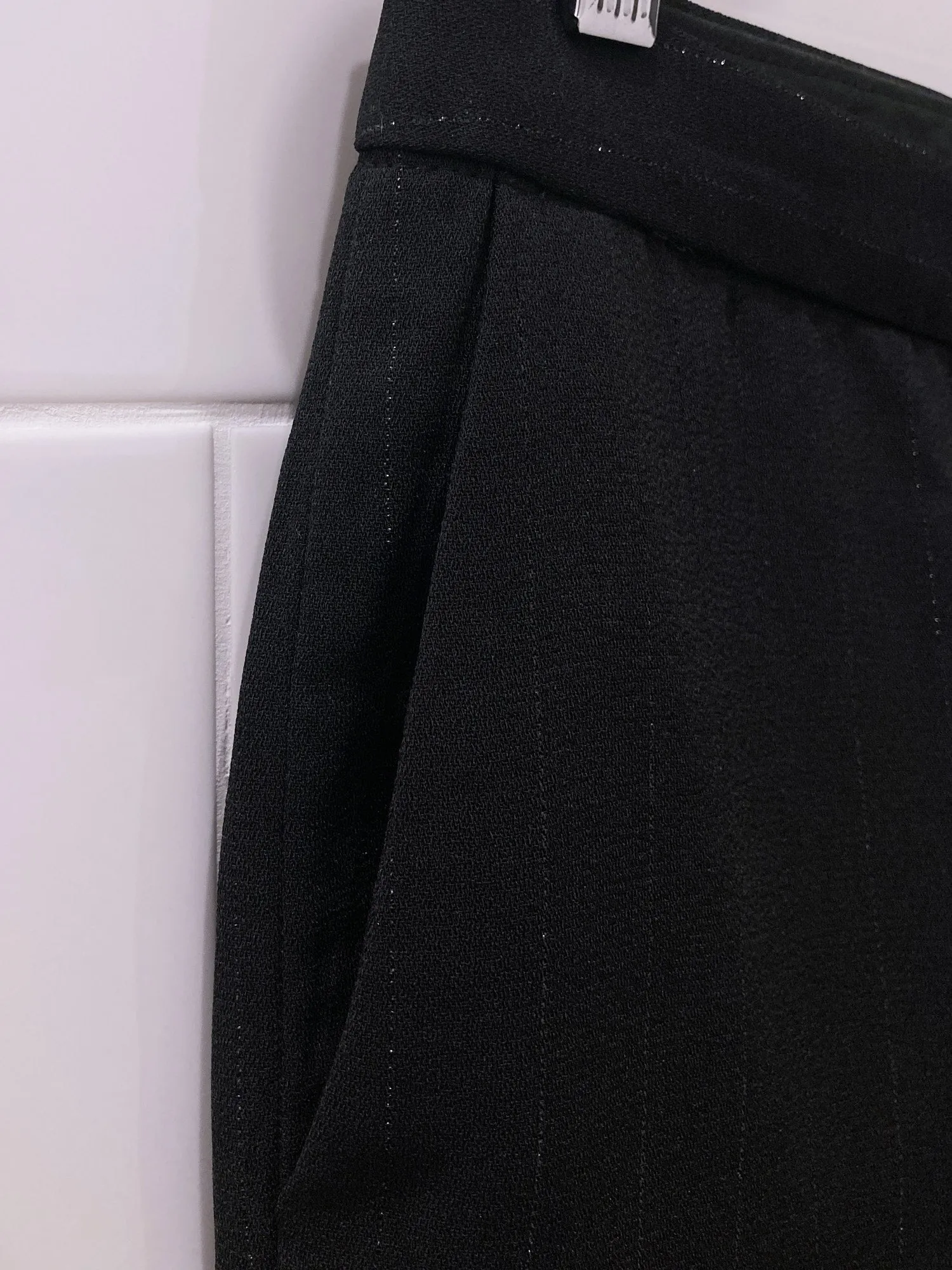 Jean Colonna black polyester trousers with lamé stripe - size 40