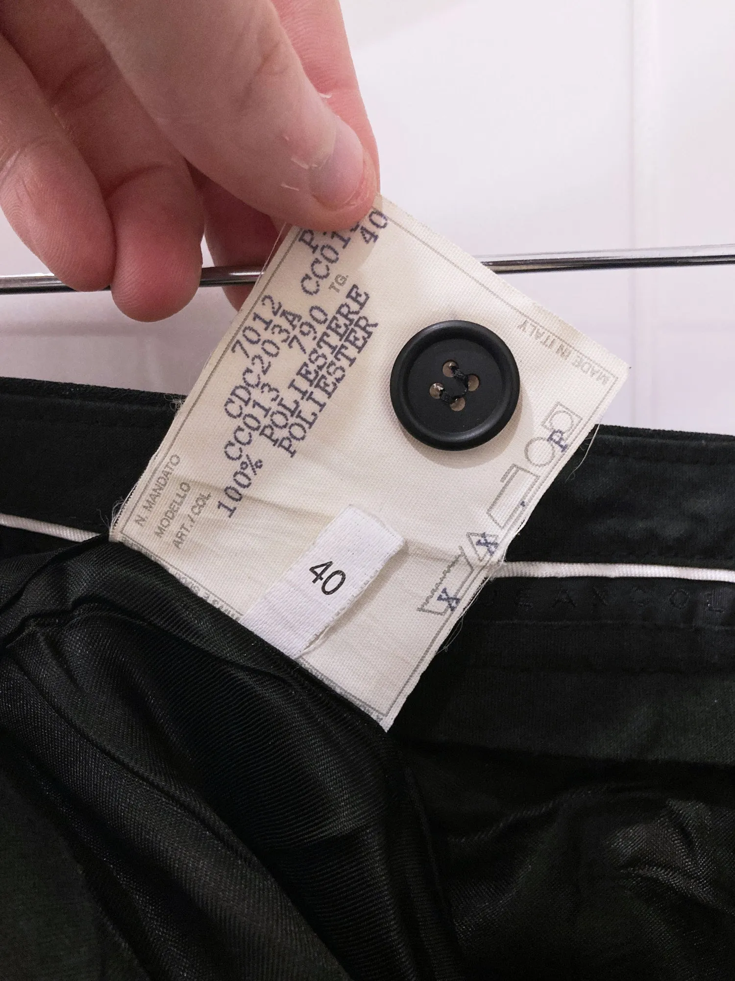 Jean Colonna black polyester trousers with lamé stripe - size 40