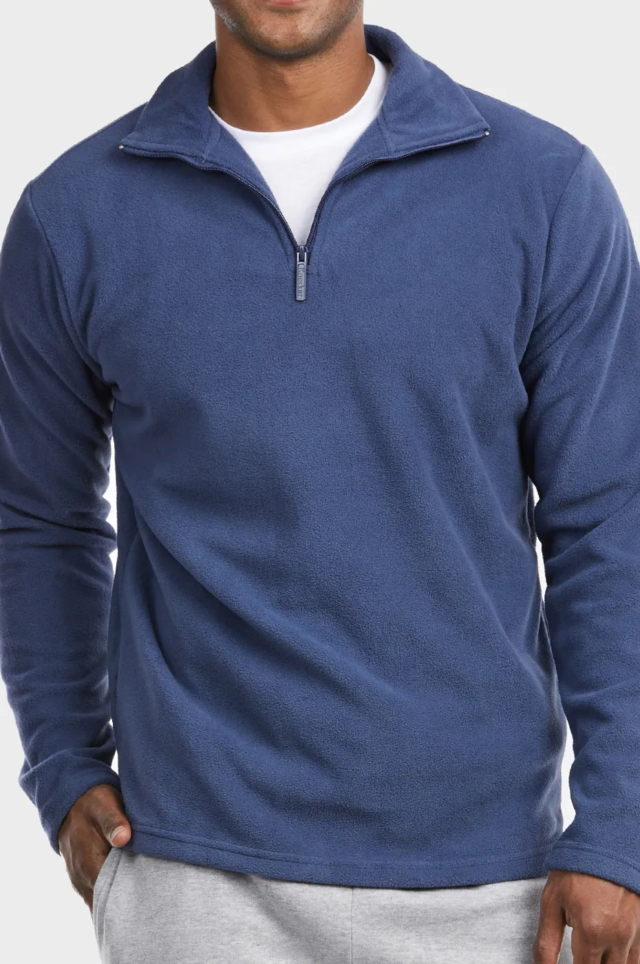 KNOCKER MEN'S POLAR FLEECE QUARTER PULLOVER (PF1000_DENIM)