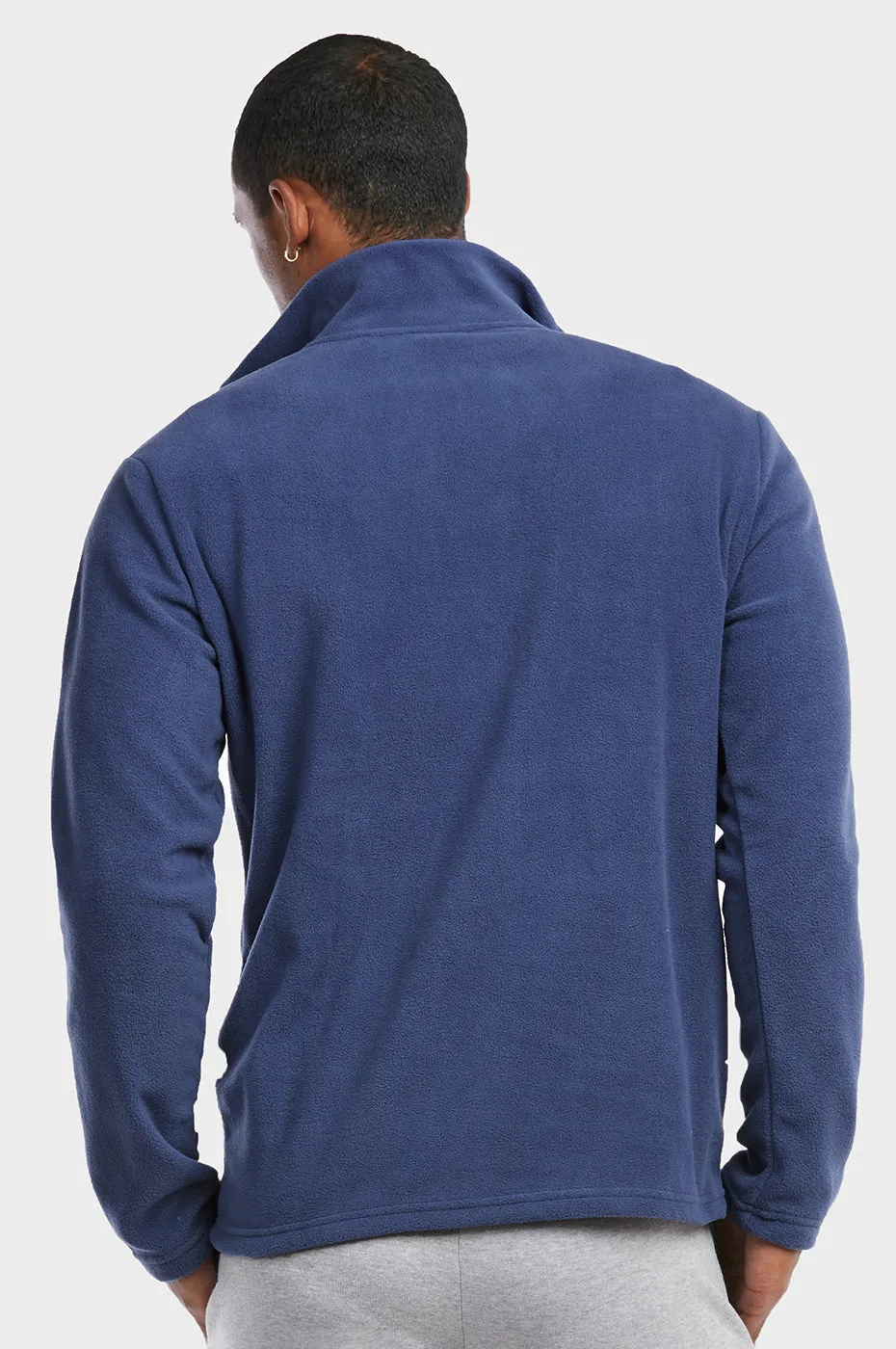 KNOCKER MEN'S POLAR FLEECE QUARTER PULLOVER (PF1000_DENIM)
