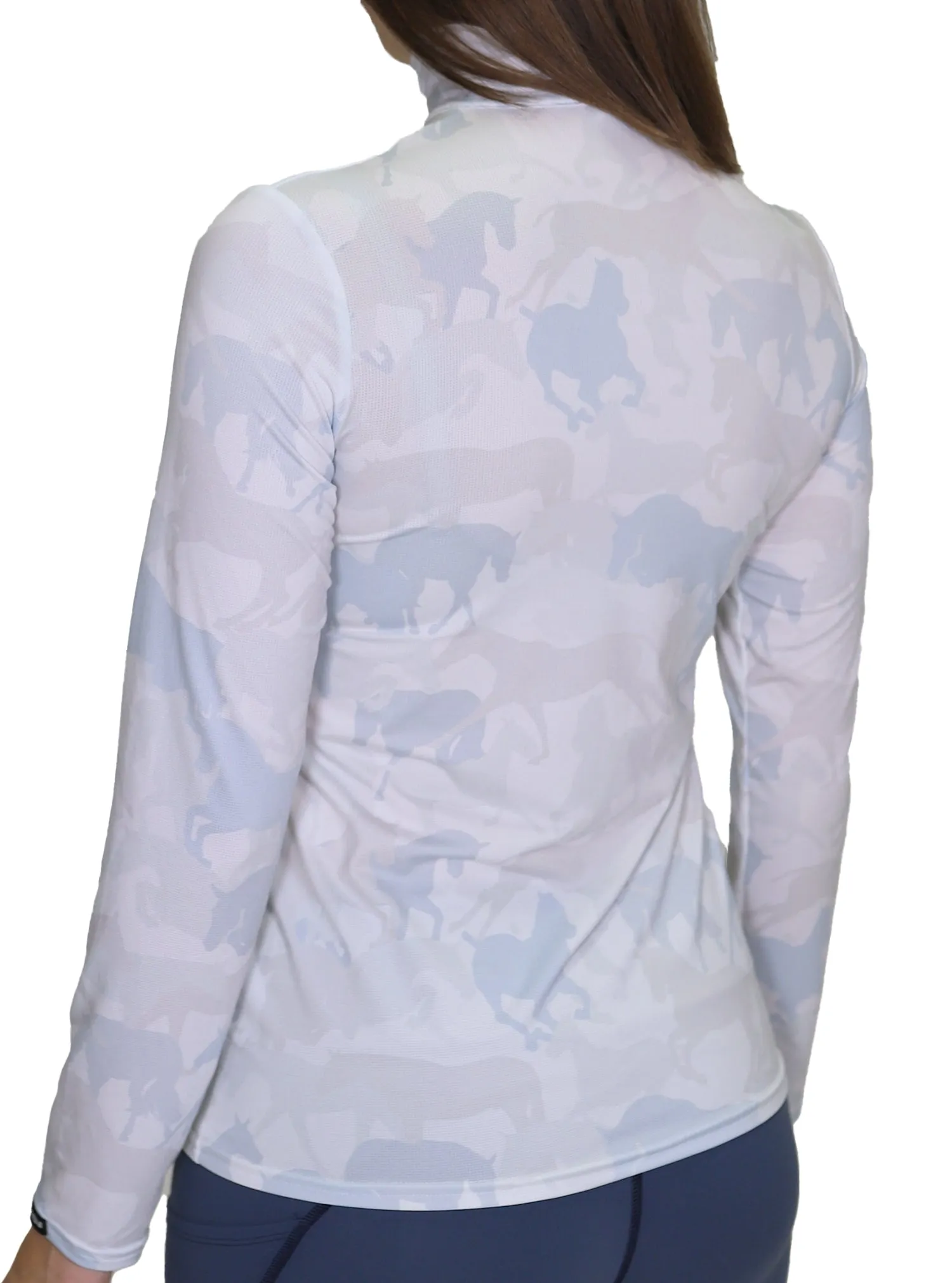 Leena 1/4 Zip Blue Camo Mesh Longsleeve