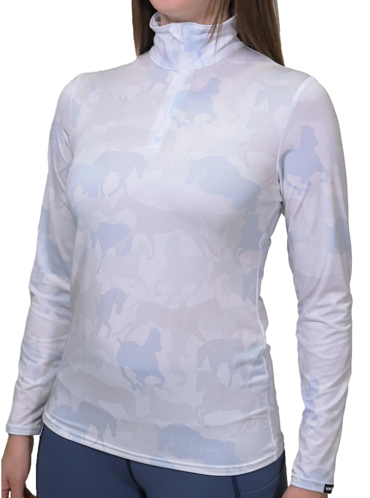 Leena 1/4 Zip Blue Camo Mesh Longsleeve