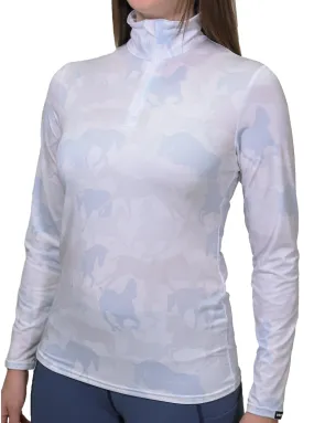 Leena 1/4 Zip Blue Camo Mesh Longsleeve