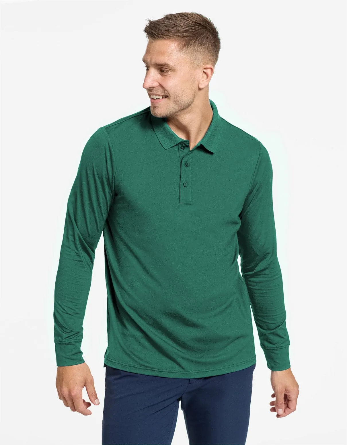 Long Sleeve Rib Collar Polo Shirt UPF 50  Active Collection
