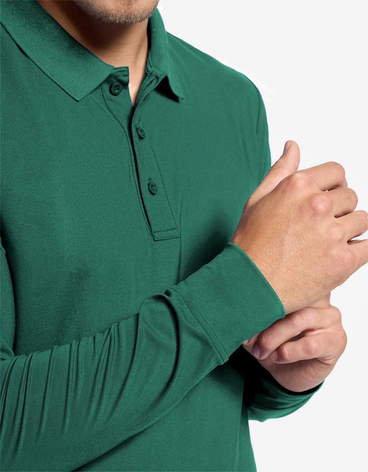 Long Sleeve Rib Collar Polo Shirt UPF 50  Active Collection