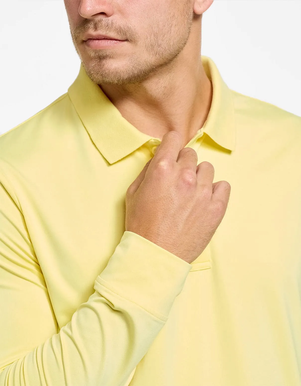 Long Sleeve Rib Collar Polo Shirt UPF 50  Active Collection