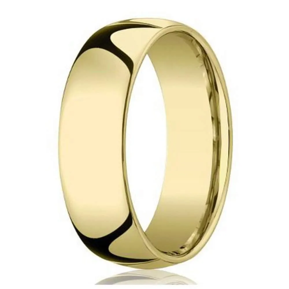 Men's 8mm Domed Comfort Fit 14k Yellow Gold Wedding Band